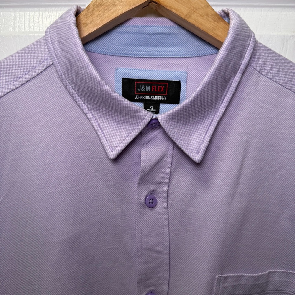 Johnston & Murphy Button Down Shirt, XL, Lavender Purple, Cotton, Long Sleeve
